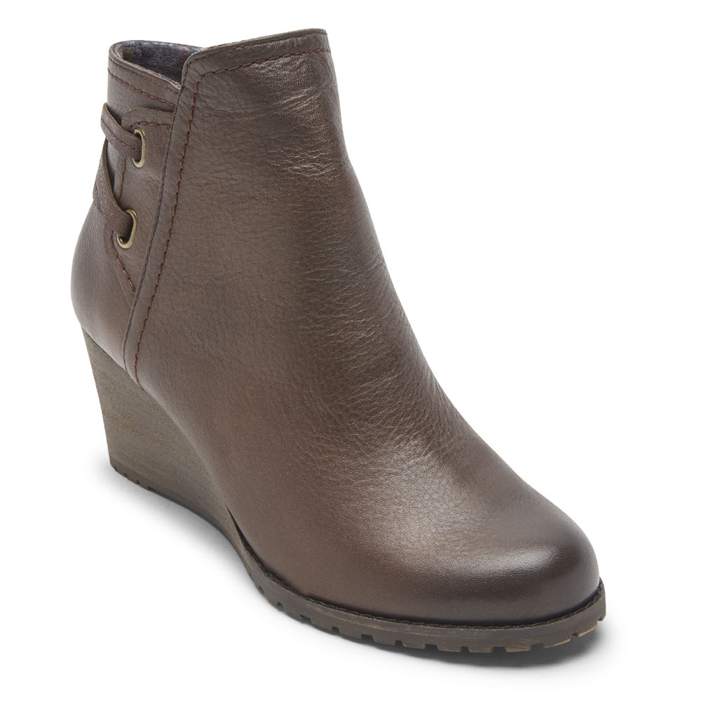 Rockport Boots For Womens Brown - Cobb Hill Lucinda Back Tie - KB3946827